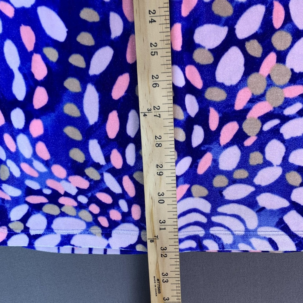 Lilly Pulitzer Velour Shift Dress Womens XXS Blue Geometric V-Neck Long Sleeve - Picture 9 of 14